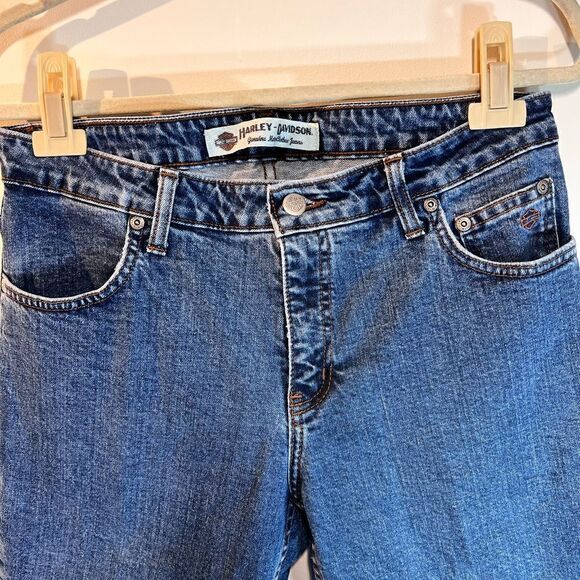 Harley Davidson Midrise Bootcut Jeans Women Sz 10 P 33/29 - Picture 2 of 9